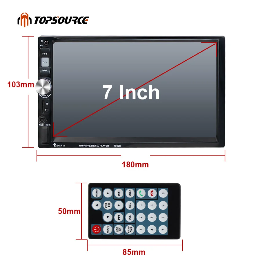 Topsource 7 &quotавтомобиль 7080B 7&quot автомобильный видео мультимедийный плеер HD