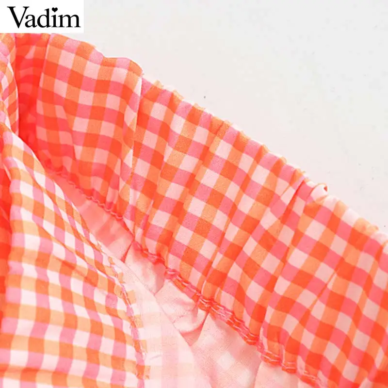 Vadim милый женский мини-юбка в клетку с эластичной талией поясом и молнией на боку