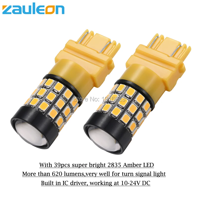 Zauleon 2 шт 3157 3156 СИД высокой мощности Янтарный Желтый сигнал поворота P27W T25