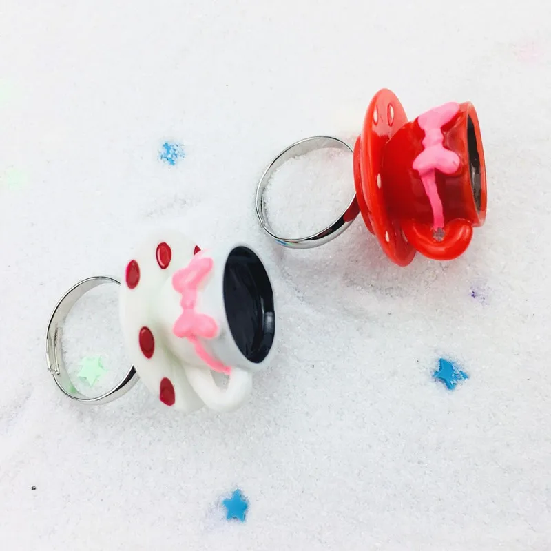Adjustable Women Coffee Cup Rings Creative Cartoon Kawaii Designs Retro Ring Resin Fashion Jewelry | Украшения и аксессуары