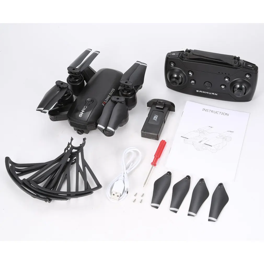 black 2pcs batteries H1W Радиоуправляемый Дрон Квадрокоптер 1080P 2,4G Wifi FPV самолет оптическое позиционирование Безголовый один ключ возврат складной VR живой полет - Цвет: black 2pcs batteries