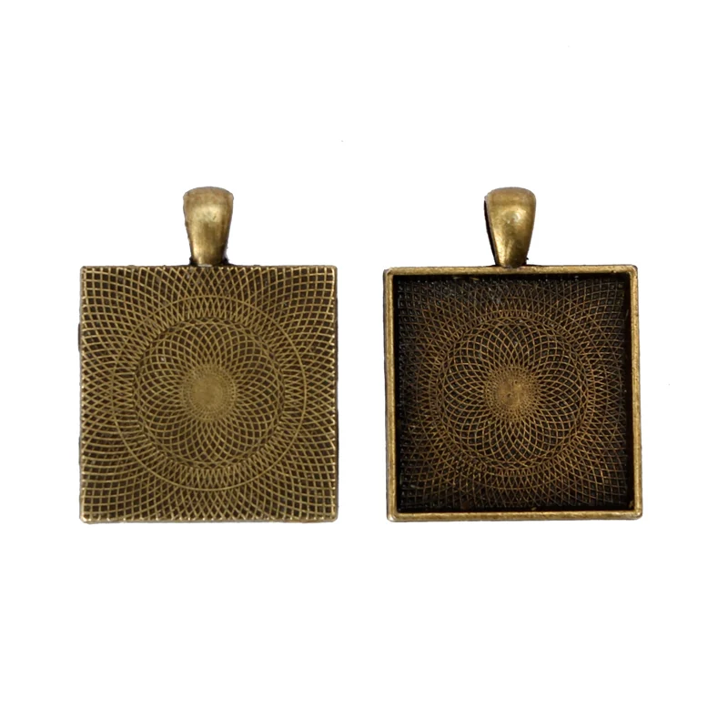 BASEHOME 10pcs/lot Square Pendant Settings Cabochons Bases Bezel Trays Fit 25mm Glass Cabochon Cameo DIY Necklace Findings | Украшения и
