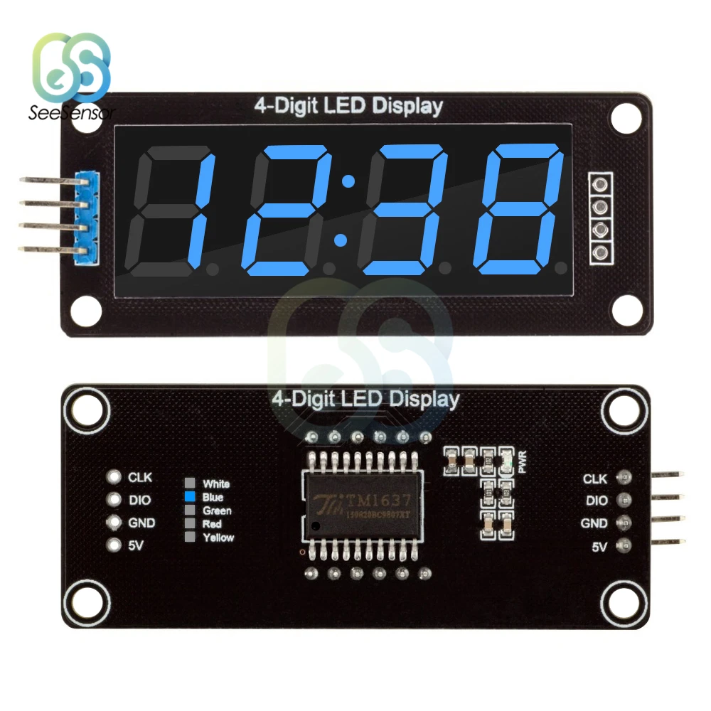TM1637 0.56 Inch Digital Clock LED Display Tube 4 Digit Decimal 7 Segments Double Dots Module Blue 0.56&quot | Дом и сад