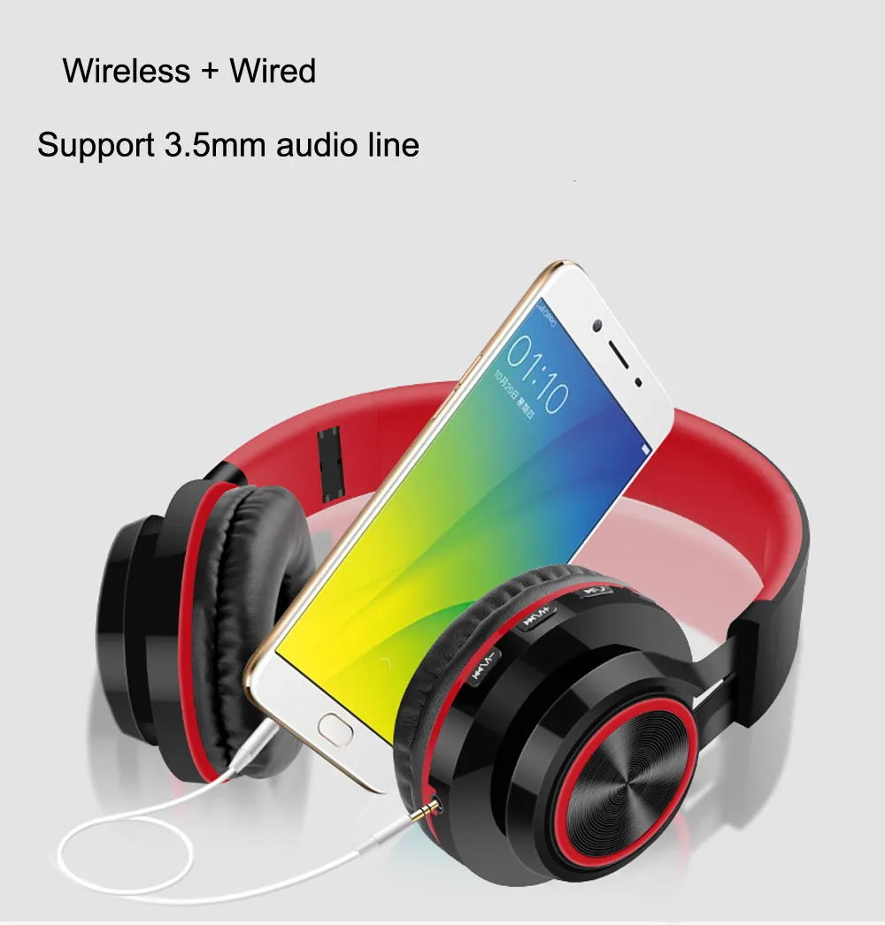 Беспроводные Bluetooth Складные Наушники Hi Fi стерео гарнитура с микрофоном SD/TF карта