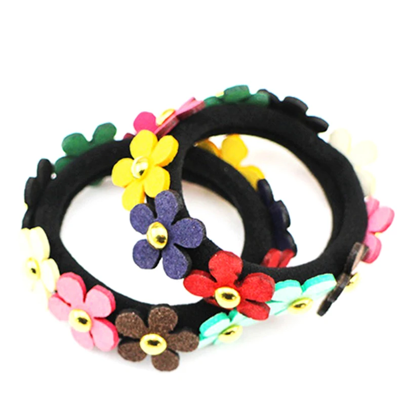 

Резинка для волос женская с цветами, милая эластичная заколка для хвоста, цветной аксессуар на голову