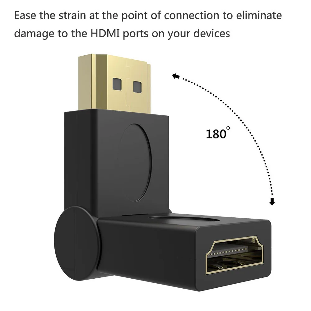 Robotsky HDMI Мужской к HDMI Женский кабель адаптер конвертер под прямым углом 180 градусов вращающийся удлинитель для 3D 1080P HDTV xbox PS3 DVD