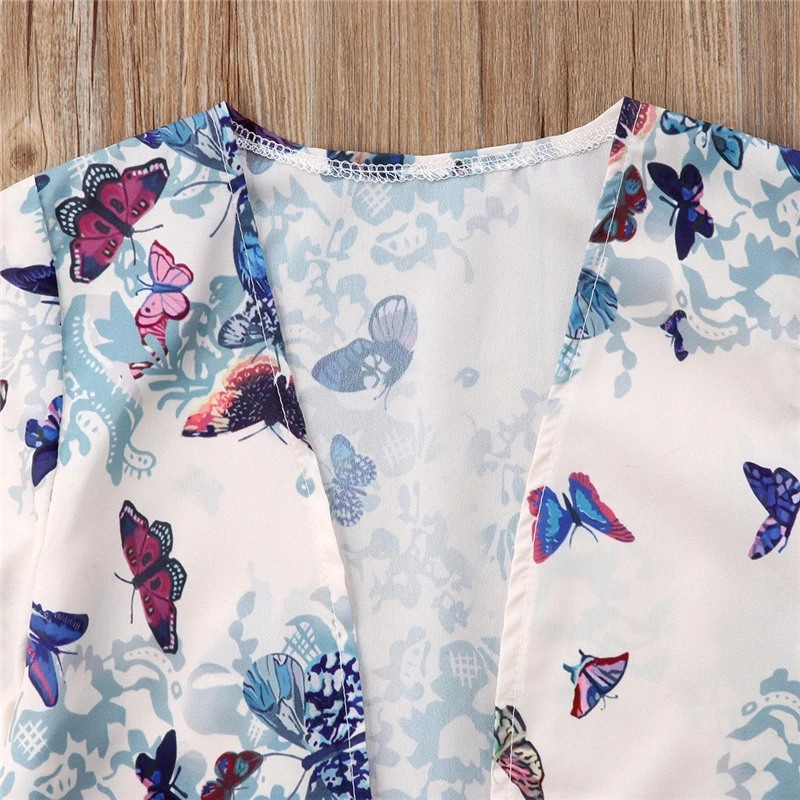 Новые летние накидки для девочек детский в цветочек с принтом бабочки туники