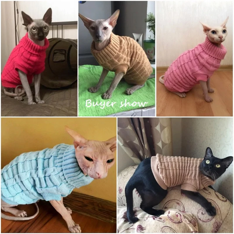 Свитер для кошек зимняя теплая одежда маленьких костюм котенка пальто вязаные
