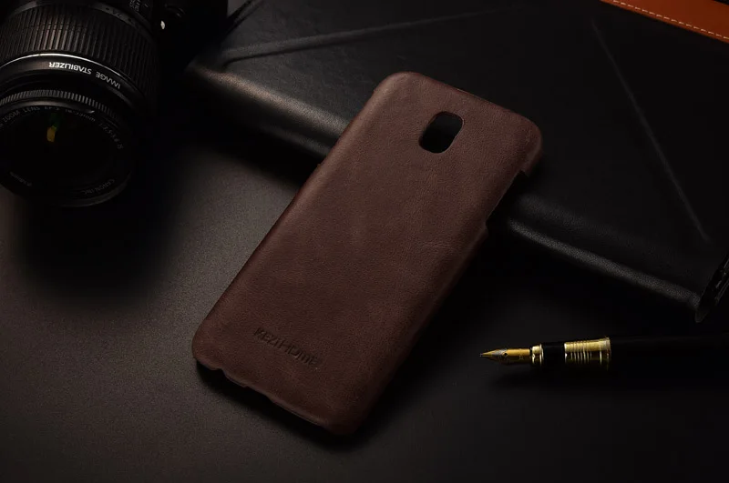 KEZiHOME для samsung Galaxy J730 J730F закаленный чехол-бампер из натуральной кожи Твердый переплет Капа для samsung J7 5,5 ''чехлы для телефонов - Цвет: Coffee