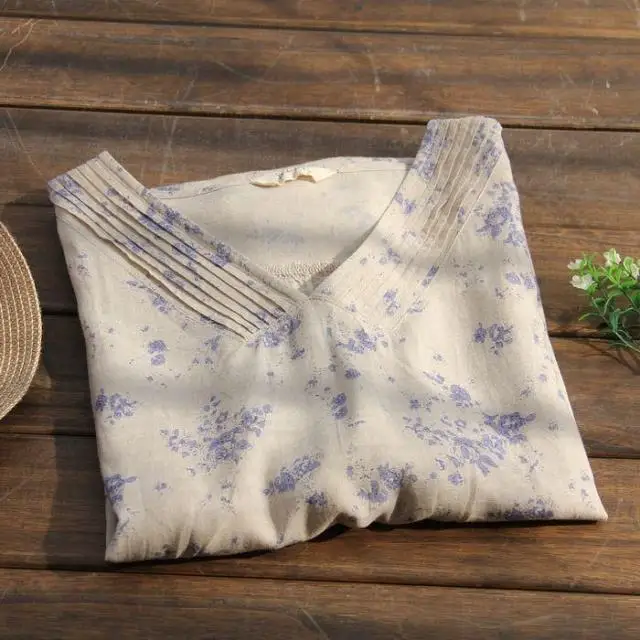 Vintage 2017 fluid loose one-piece dress flower print medium-long linen summer cool sleeveless | Женская одежда