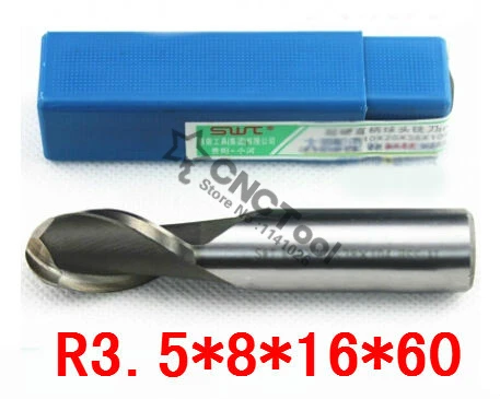 

Free shipping 2PCS R3.5 high speed steel ball end milling cutter, straight shank white steel cutter, R alloy milling cutter