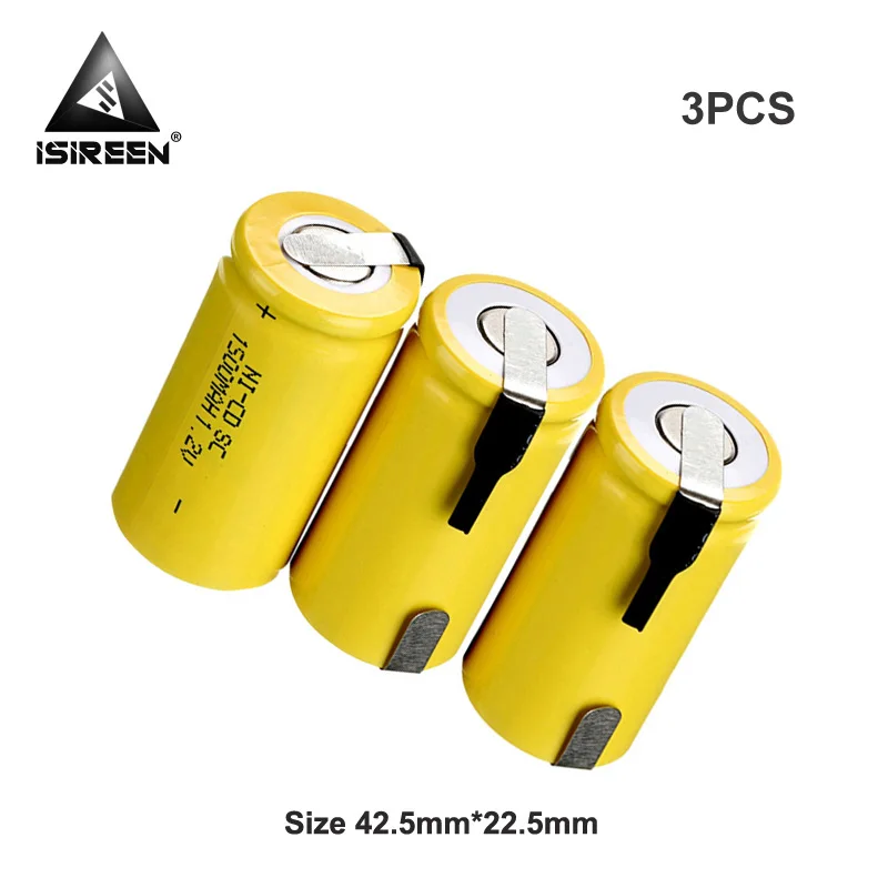 3PCS Аккумуляторная батарея 1,2 в 1500 мАч SC Ni-CD DIY Электроинструмент аккумуляторные батареи Subc Ni аккумулятор CD Электрический светодиодный светильник - Цвет: 3PCS