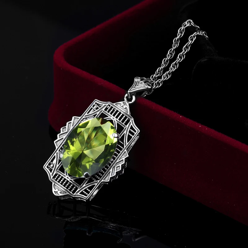 Женское винтажное вечерние жерелье с подвеской в виде звеньев|peridot pendant|pendant