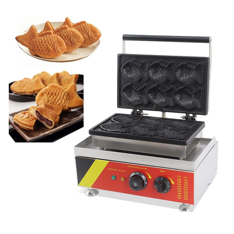 Коммерческая антипригарная 6 шт. машина taiyaki для изготовления рыбных вафель в
