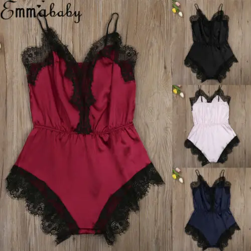 Womens Sexy-Lingerie Nightwear Babydoll Lace Sleepwear Bodysuit Dress Romper |