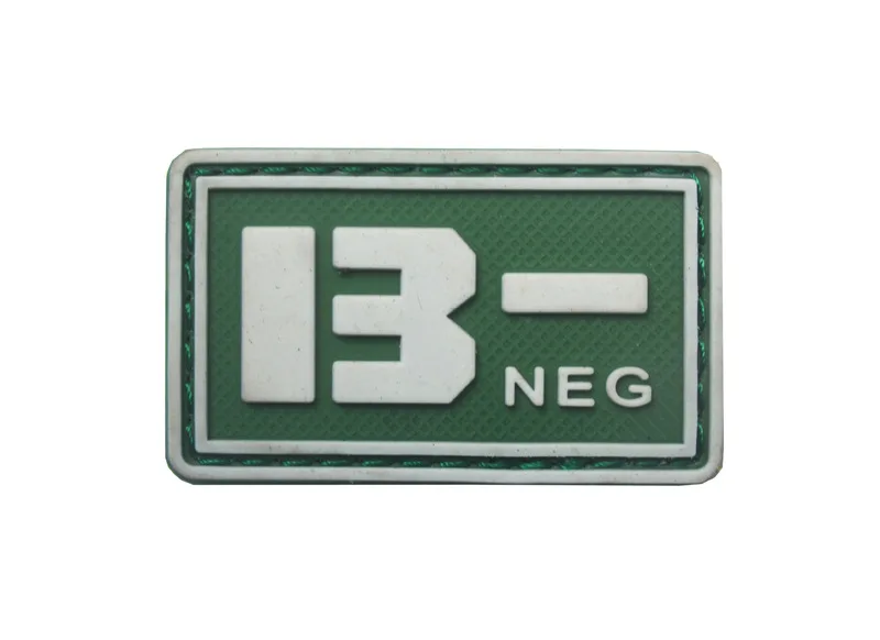 Green B Negative Пластырь типа крови A+ B+ AB+ O+ Положительный A B AB O+ POS A-B-AB-O-NEG-отрицательный ПВХ значок боевой дух тактический военный крюк патч - Цвет: Green B Negative
