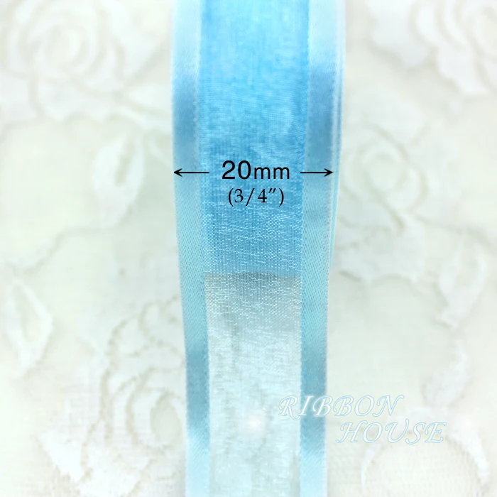 20 мм небесно-голубые ленты из органзы оптовая продажа декоративные для упаковки