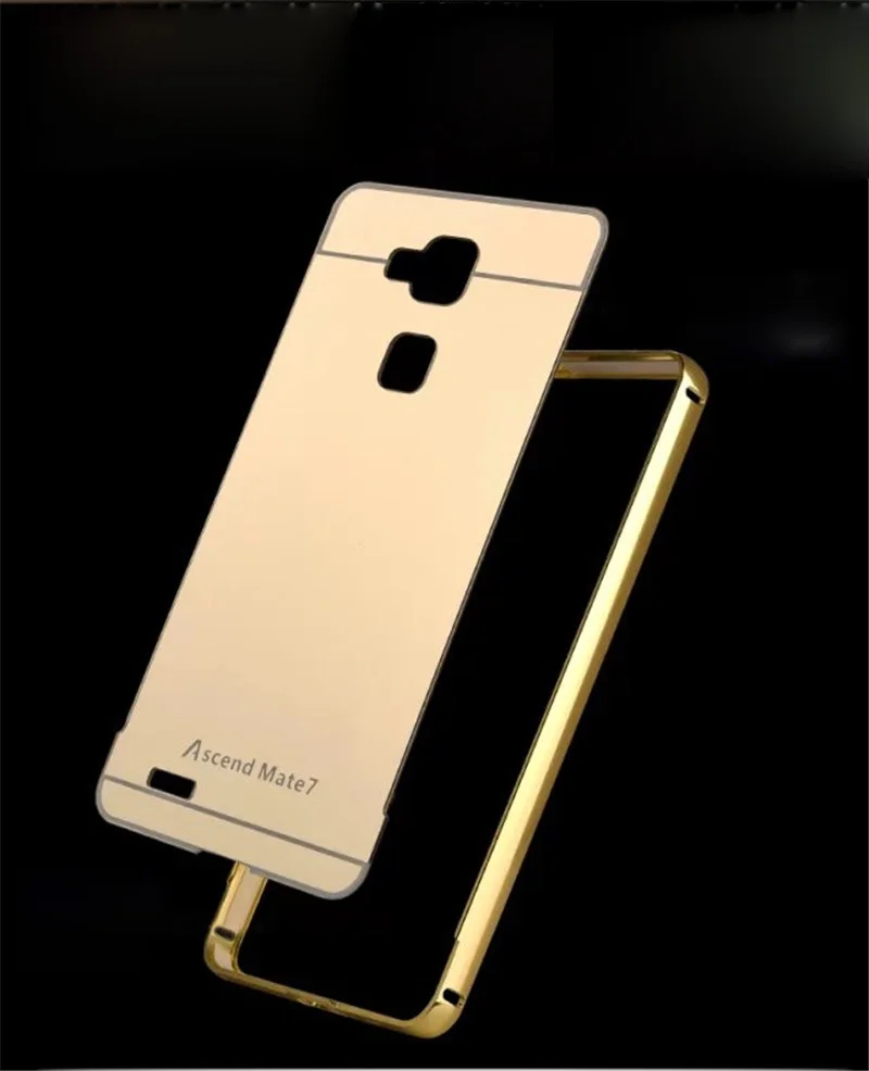 Чехол для Huawei Mate 7 металлический каркас с зеркальным эффектом задняя крышка