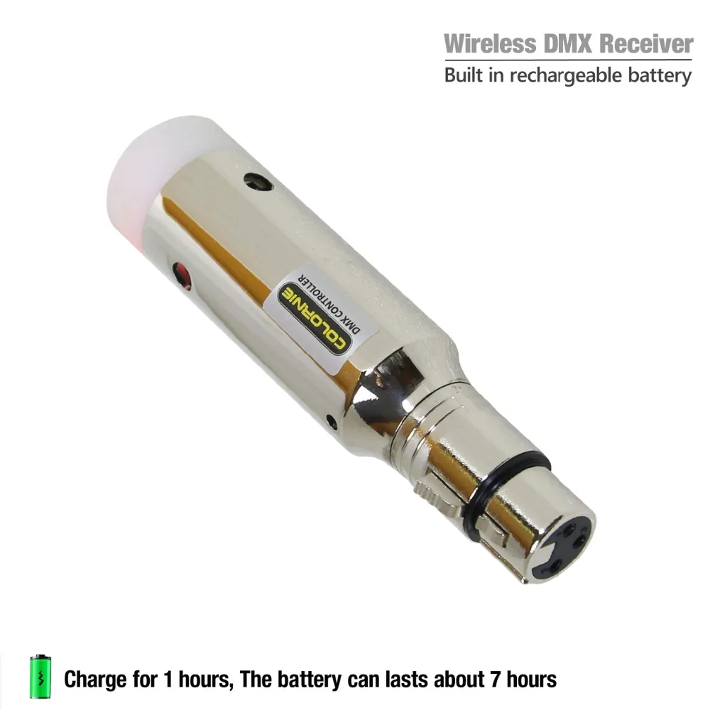 Перезаряжаемый Wi-Fi приемник 2,4G ISM беспроводной DMX512 приемник XLR блок Светодиодный светильник ing для сцены PAR вечерние светильник