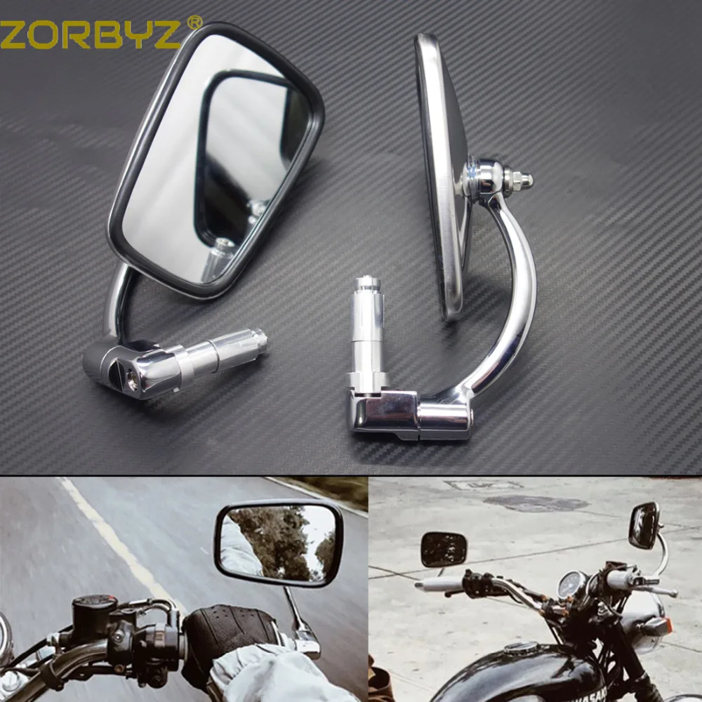 ZORBYZ мотоциклетное зеркало заднего вида 7/8 дюйма 22 мм серебряная металлическая