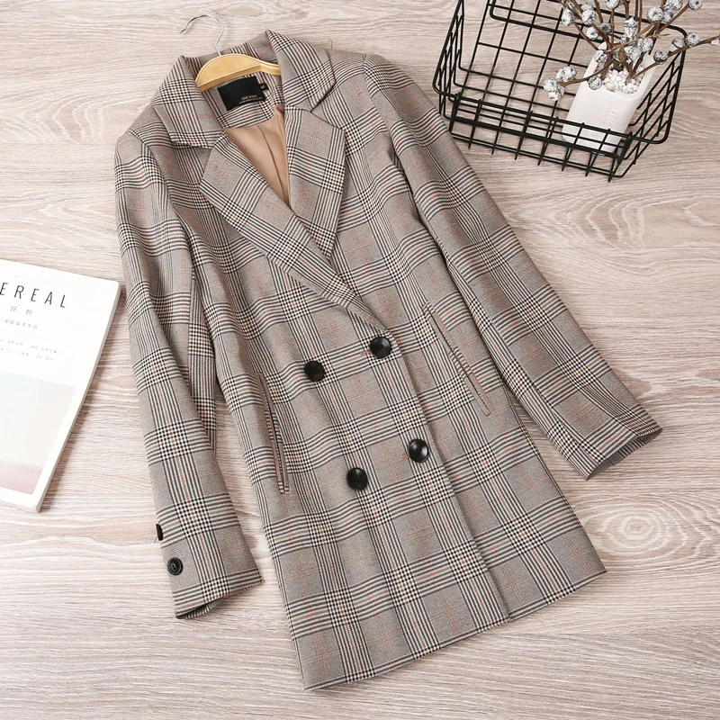 MODISON Блейзер Женский винтажный Повседневный клетчатый свободный пиджак блейзер