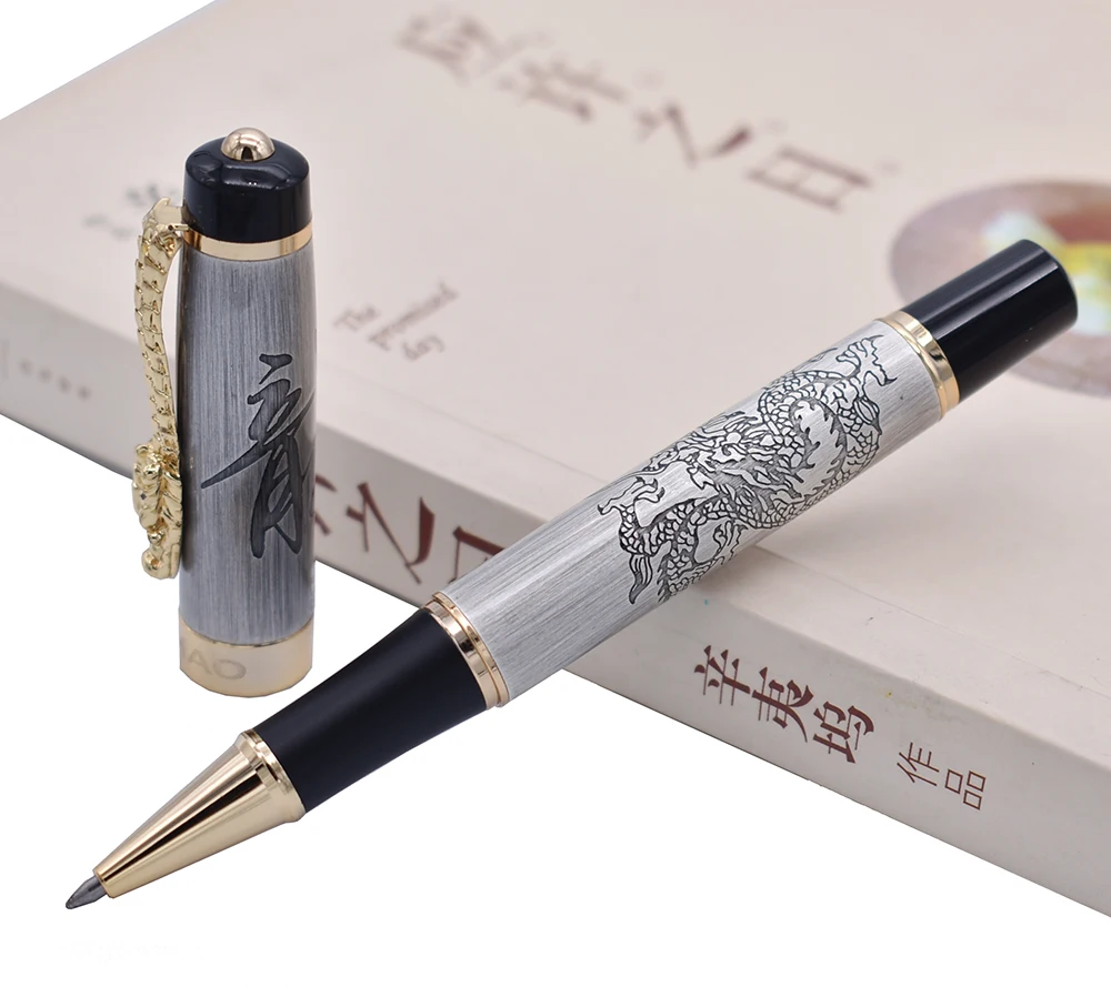 Винтажная Шариковая ручка Jinhao с чернилами наполнитель дракона серое письмо