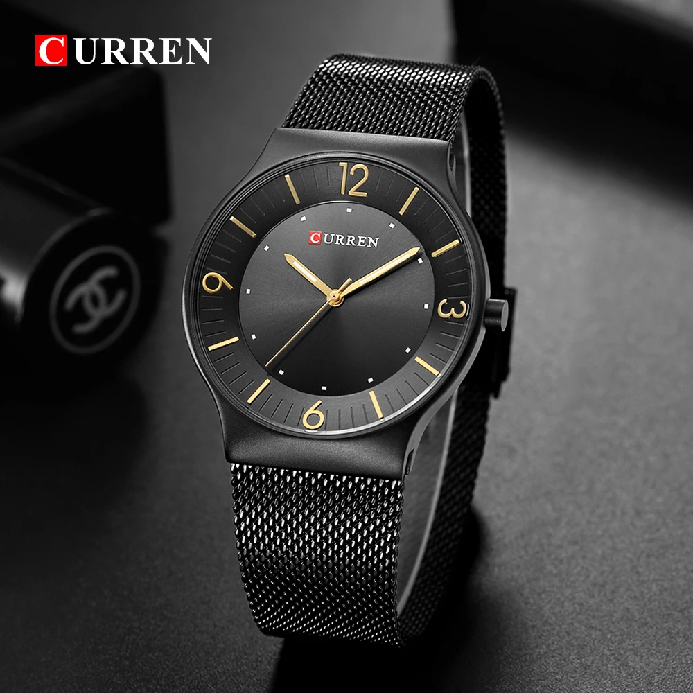 Curren Mens Watches Top Brand Luxury Gold Quartz Men Watch Waterproof Mesh Strap Casual Sport Male Clock Relogio Masculino | Наручные