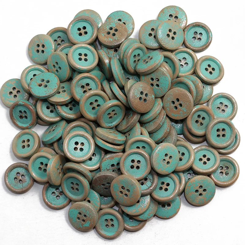 

Wholesale 300PCs Wood Round Piping Edging Wooden Buttons 15mm Green Sewing Scrapbooking For Shirt Handmade Shabby Frayed 4 Hole