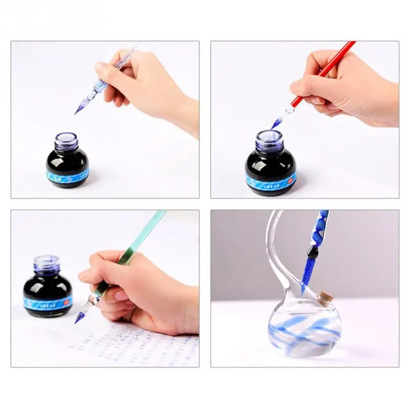 2019 NEW HOT SALES Glass Signature Pen Fountain Pens Gel Crystal Dip Sign Craft Collection Offices School Stationery |