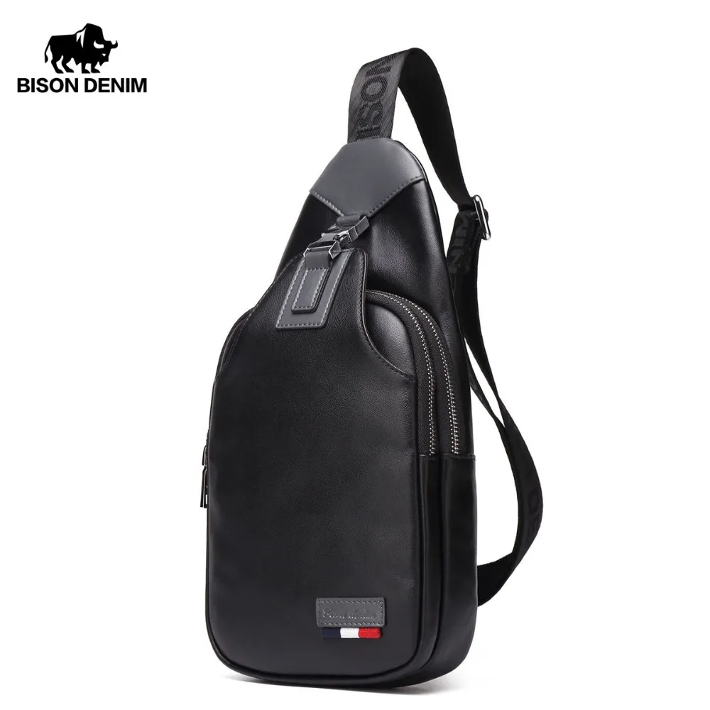 Мужские сумки через плечо BISON DENIM повседневная сумка мессенджер из натуральной