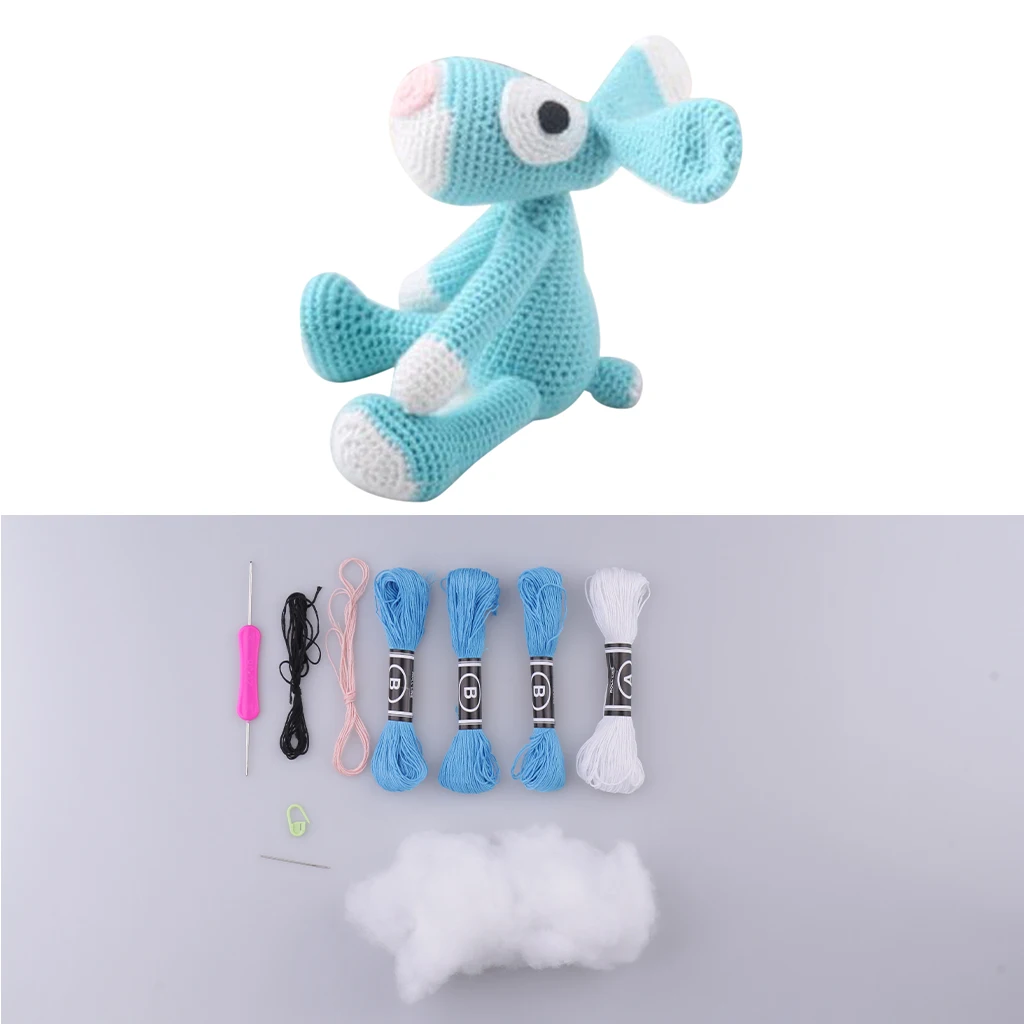 Животные Вязание амигуруми Набор DIY игрушка материал посылка синий собака