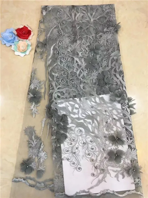 Высококачественная нигерийская 3D Свадебная кружевная ткань мятно-зеленые