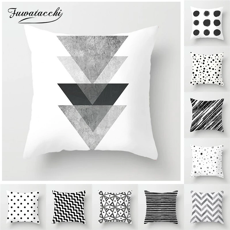 Черный Простой чехол для подушки с геометрическим рисунком 45*45 домашний декор