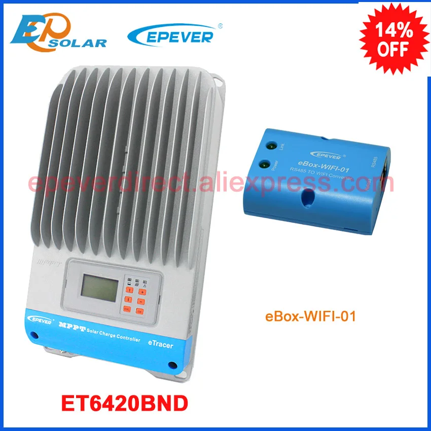 ET6420BND контроллер ЖК дисплея 60A 60amp MPPT солнечный регулятор отслеживания с wifi BOX connect