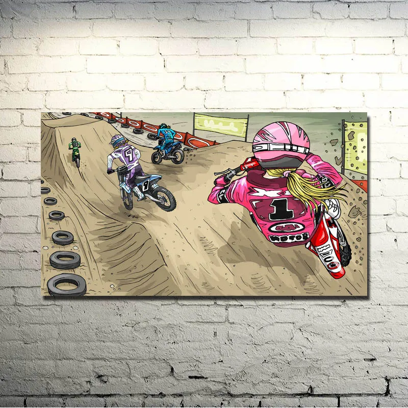 DIRT BIKE JUMP Искусство Шелковый плакат 13x24 24x43 дюйма картина на спортивную тематику