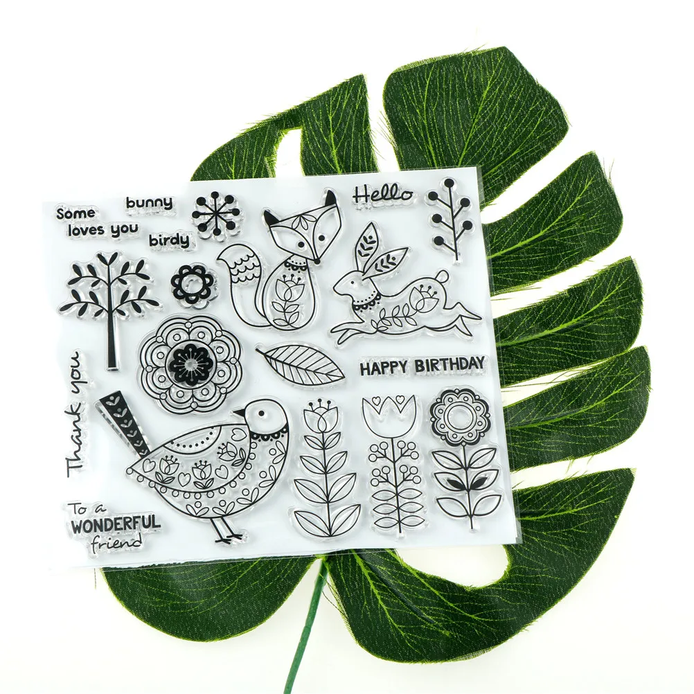 Рождественские забавные украшения лиса/кролик/цветок/прозрачные штампы для