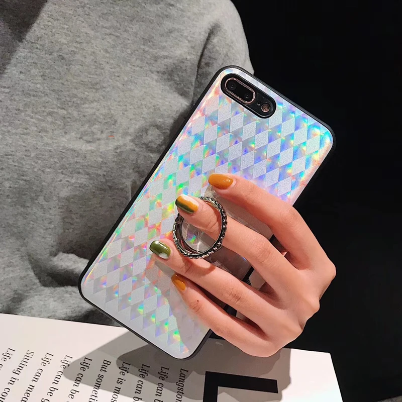 Ainike Блестящий лазерный чехол для телефона с кольцом iPhone X 6s Plus 7Plus 8plus XR XS Max |