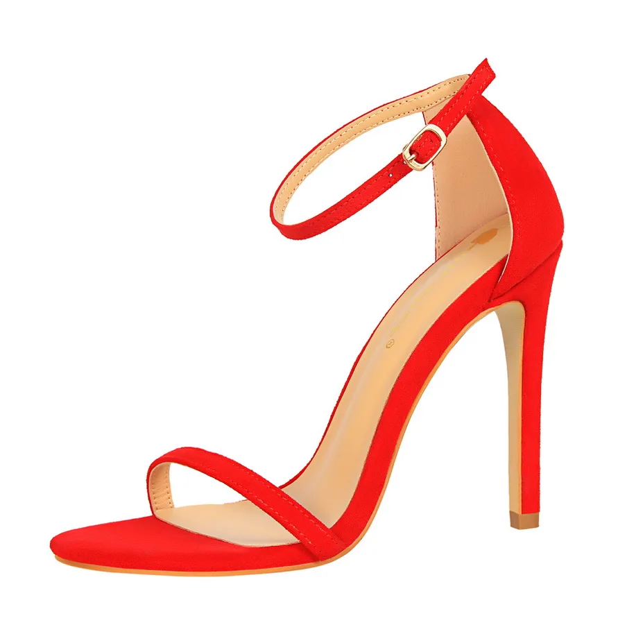 

European and American Style Fashion Sexy Women's Sandals Stiletto Super High Heel Suede Word with Summer High Heels Women Shoes