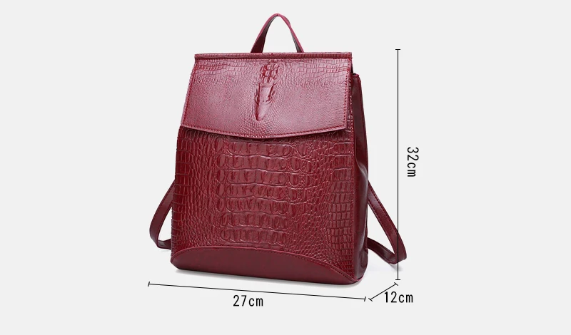 Luxury Women Pu Leather Backpack High Quality Ladies Crocodile Shoulder Bag New Fashion Female Large Capacity Travel Backpacks
