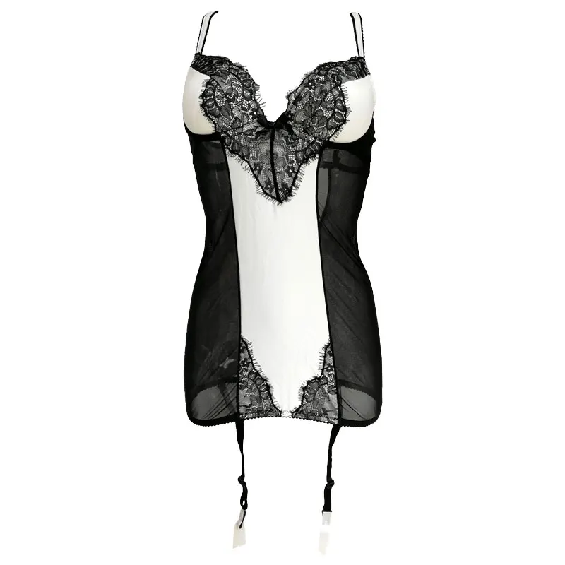 Черное Кружевное женское Бюстье из газовой ткани для ресниц Женский корсет с