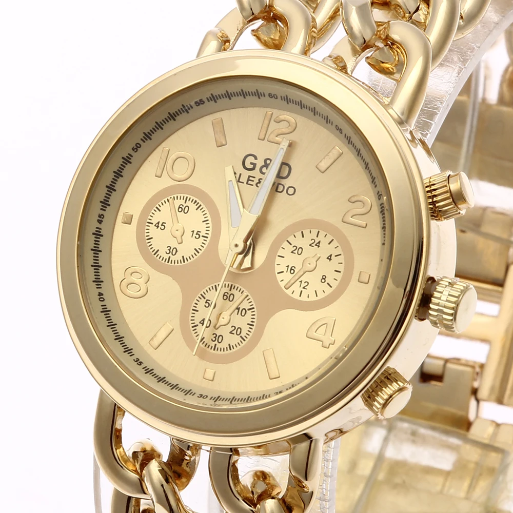 Часы G & D женские модные кварцевые из нержавеющей стали|gift gifts|gift womengift gold |