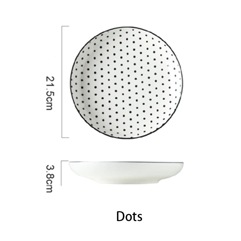 Dots Креативные блюда в японском стиле, тарелки в полоску, тарелки для завтрака, керамические круговые блюда, рисовые суповые тарелки, блюда для пасты - Цвет: Dots