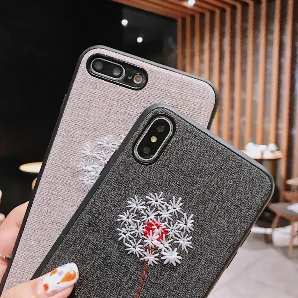 Чехол для телефона с вышивкой и одуванчиком iPhone 6 6S 8 7 Plus чехол милыми парными