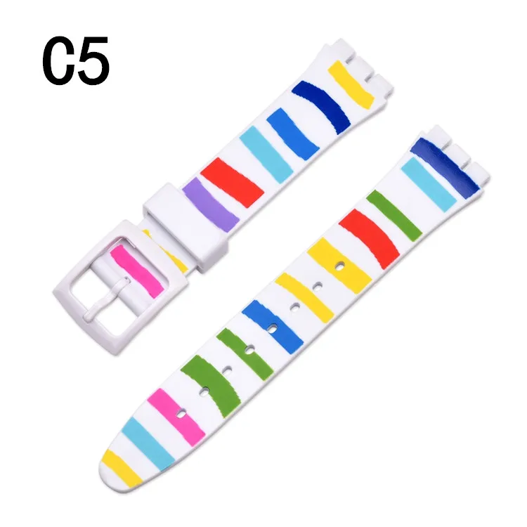 C5 Аксессуары для часов, Цветной силиконовый ремешок Swatch для мужчин, ремешок для часов t, ремешок 16 мм, резиновый ремешок для мужчин и женщин, ремешок для часов - Цвет ремешка: C5