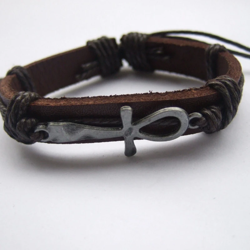 12 шт Мужские Женские шпагат кожа Египет Ankh Шарм Браслет|bracelet friendship|charm watch braceletcharm
