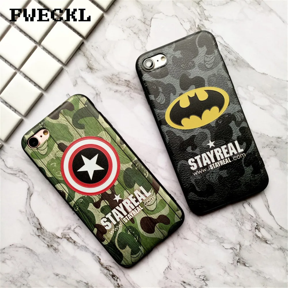 Супер герой военные камуфляж Бэтмен чехол для iPhone 6 S X 10 Marvel Зеленый Камуфляж