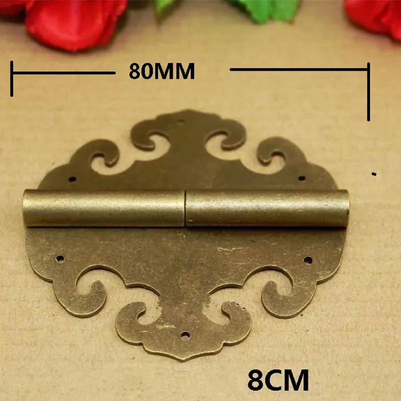 

Wholesale Vintage Brass Cabinet Door Hinges 6 Holes Door Hardware Furniture Wooden Box Cloud Flower Hinge,8cm