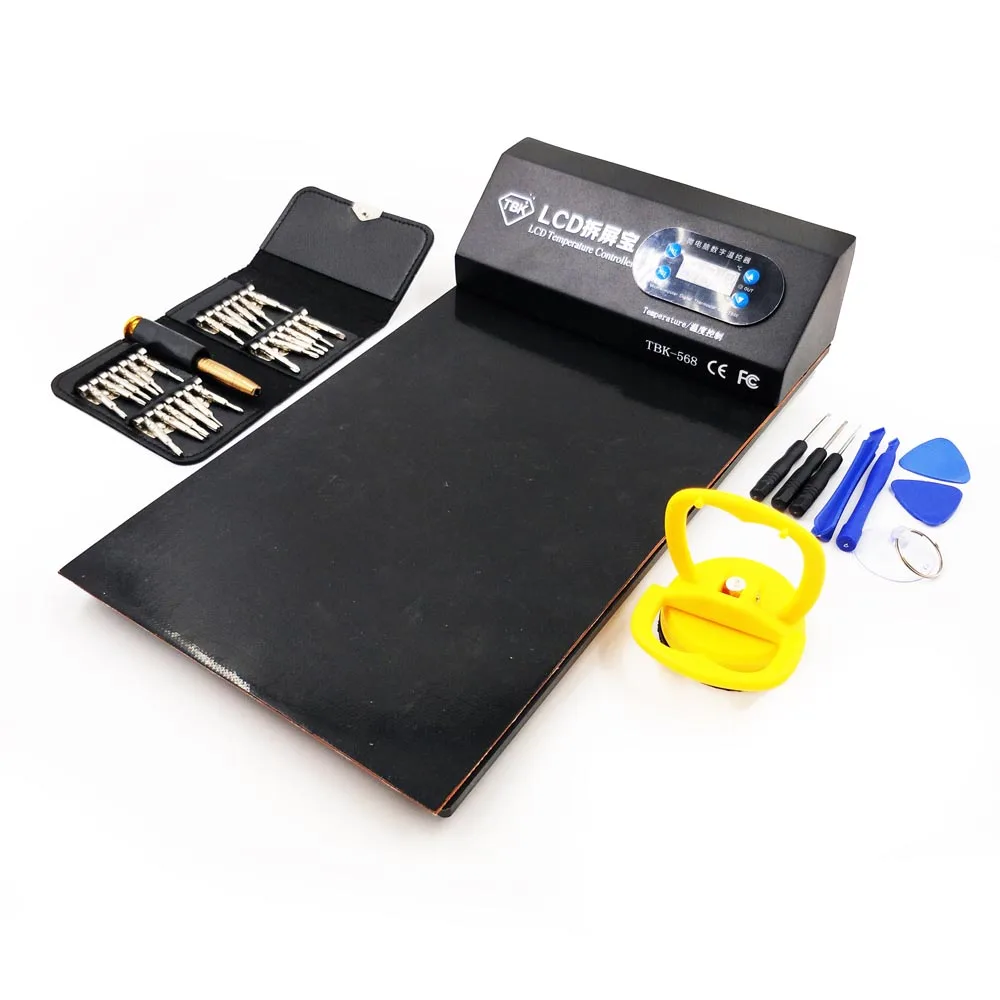 Package 2 TBK 11-дюймовый Экран ЖК-дисплей отдельный компьютер ремонт инструмента черная металлическая ручка сенсорного Стекло Панель 110 V/220 V для iPhone samsung Экран ЖК-дисплей ремонт - Цвет: Package 2