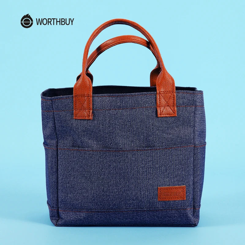 WORTHBUY Портативная сумка для ланча из ткани Оксфорд Термосумка еды