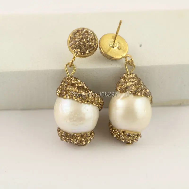 

For Women 3Pairs Gold Color Pave Rhinestone Pearl Dangle Earring Charm Jewelry Earrings